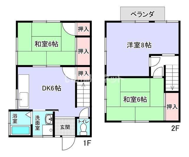 メーリー中西(3DK/1階)の間取り写真
