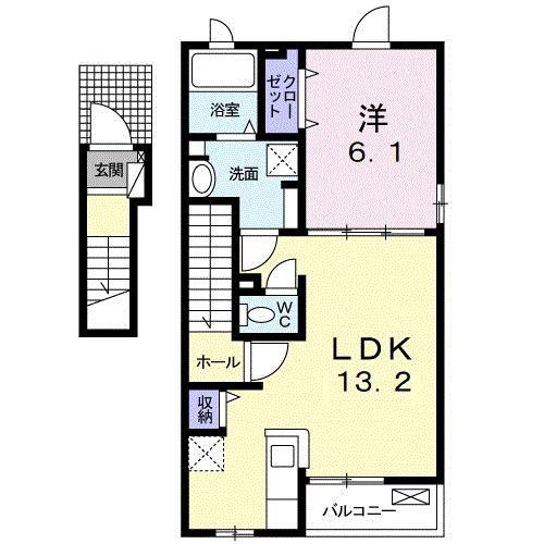 杜の風 柳生(1LDK/2階)の間取り写真
