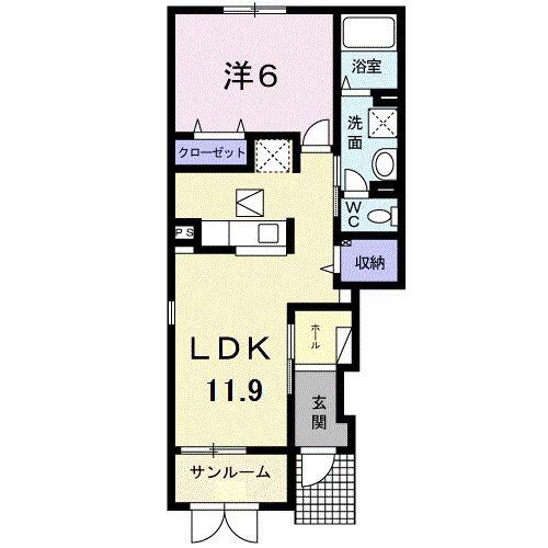 ベル フローラ(1LDK/1階)の間取り写真