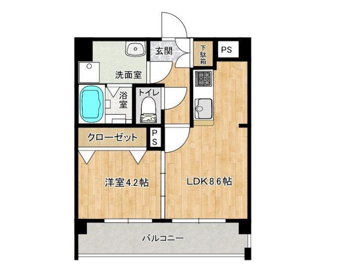 ラ・クラセーヴァ下関藤附(1LDK/1階)の間取り写真