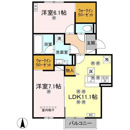 アヴェニュー・ルポ(2LDK/1階)の間取り写真