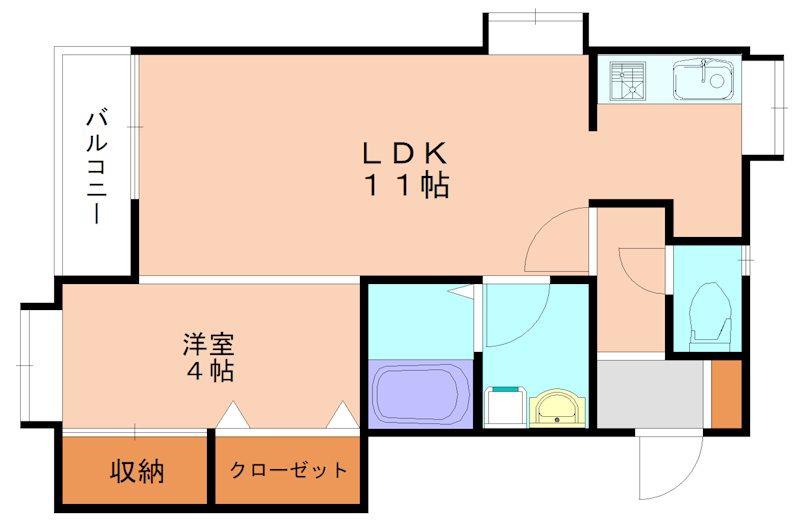 シャングリラI番館(1LDK/1階)の間取り写真