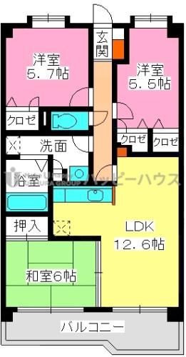 エスポワール21(3LDK/6階)の間取り写真