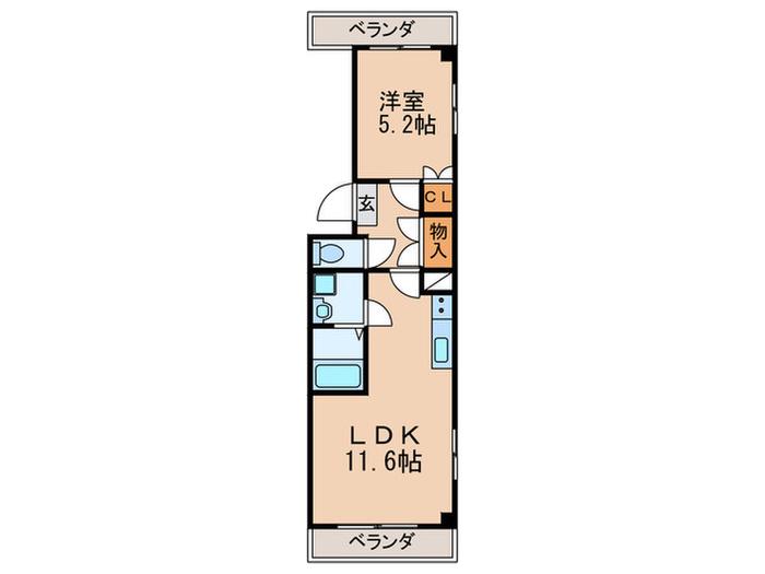 ATKレジデンス大山(1LDK/2階)の間取り写真