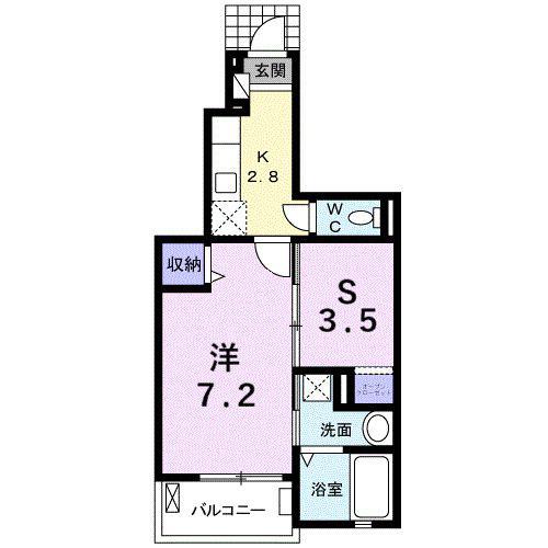 T・KレジデンスI(1SK/1階)の間取り写真