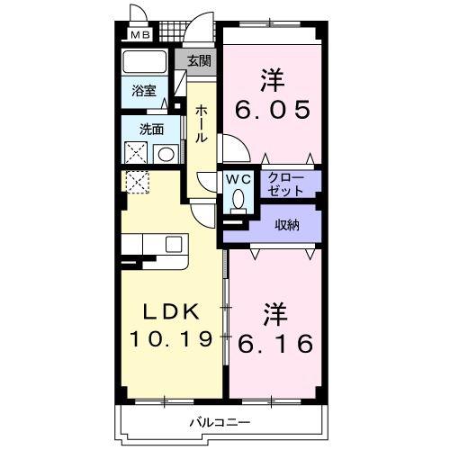 EMISS(2LDK/3階)の間取り写真