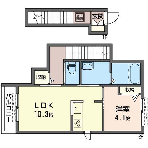 アベニール千駄木(1LDK/2階)の間取り写真