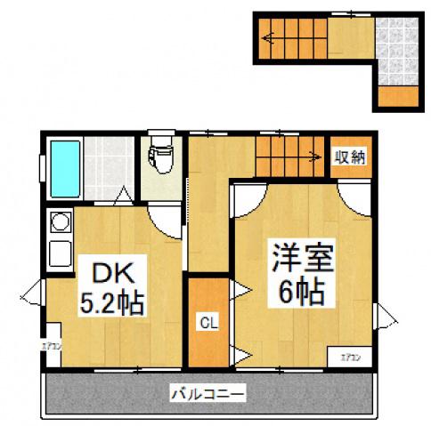 ハイツシゲル(1DK/2階)の間取り写真