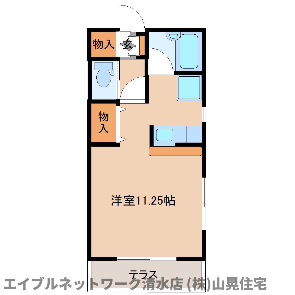 すぺーすわん(ワンルーム/1階)の間取り写真