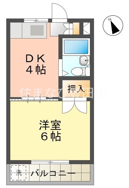 ヒルズ池下 A棟(1DK/1階)の間取り写真