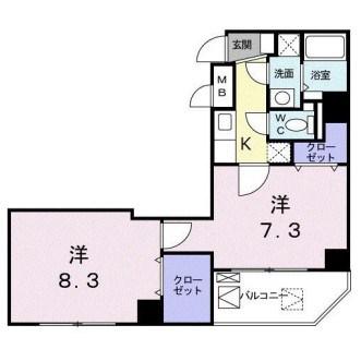 シュプリーム(2K/4階)の間取り写真
