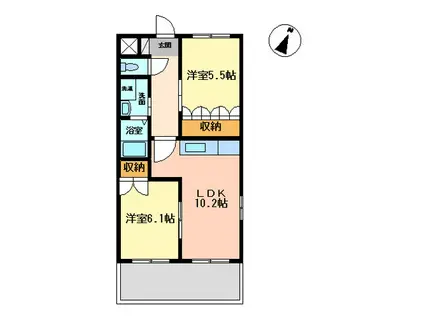 カーサ・ソラーレ(2LDK/2階)の間取り写真