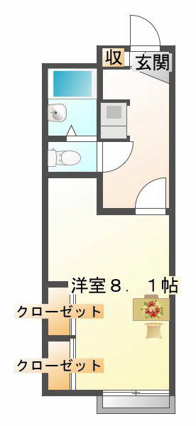 KOSEN(1K/1階)の間取り写真