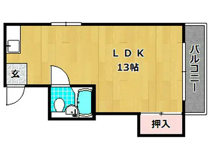 昭光マンション(1DK/3階)の間取り写真