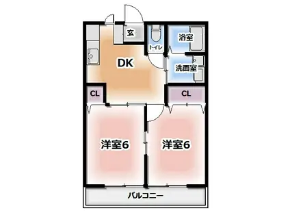 プロスペリティ(2DK/1階)の間取り写真