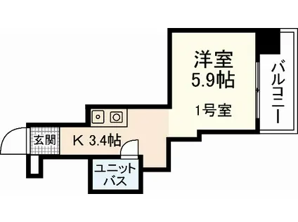 CALM東観音(ワンルーム/6階)の間取り写真