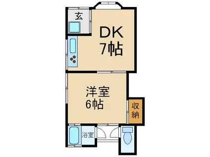 マユミハイツ枚方10番館(1DK/1階)の間取り写真