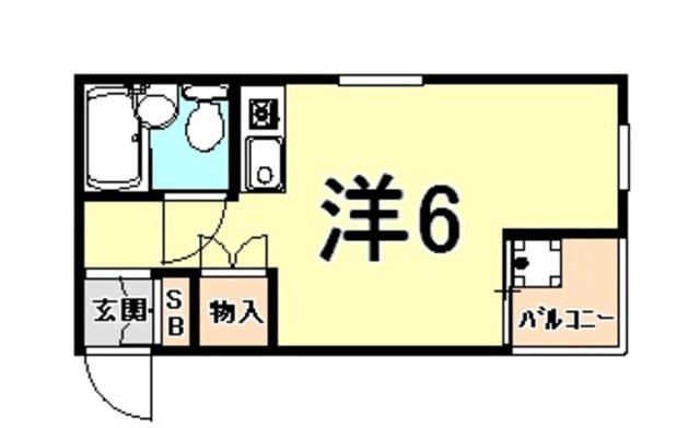 トクワⅠ(ワンルーム/2階)の間取り写真