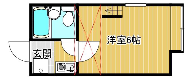 ポートヴィラ笹口(1K/2階)の間取り写真