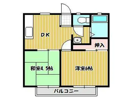 パナハイツ三条C棟(2DK/1階)の間取り写真