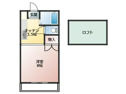 パステルコーポスギヤマ(ワンルーム/2階)の間取り写真