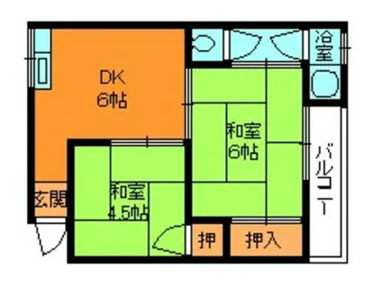 太子ビル(2K/2階)の間取り写真