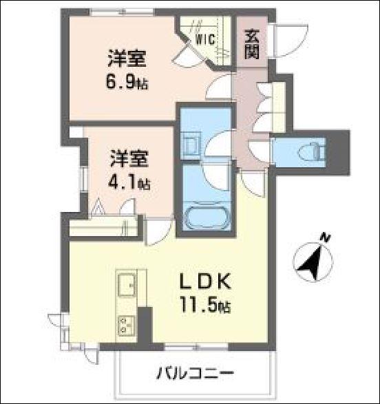 ヴィーブル(2LDK/2階)の間取り写真