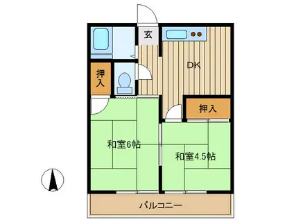 第一須賀ハイツ(2DK/2階)の間取り写真
