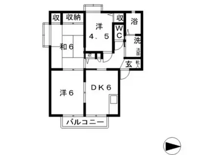 ソレイユ C(3DK/2階)の間取り写真