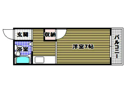 ハイツタキダニ(1K/2階)の間取り写真
