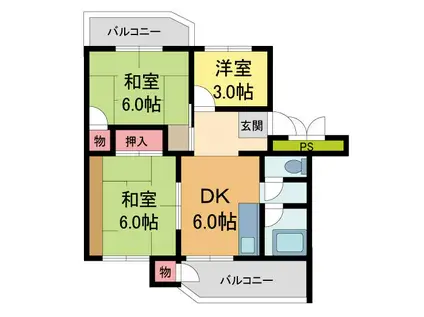 安倉団地3号棟(3DK/5階)の間取り写真