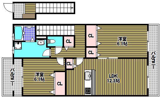 ファミリア(2LDK/2階)の間取り写真