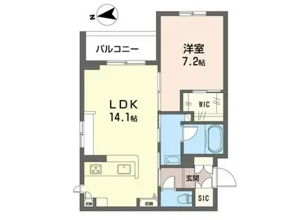 コモド稲田堤II(1LDK/2階)の間取り写真