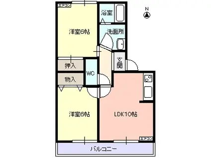 ファミーユ ロージェ B棟(2LDK/3階)の間取り写真