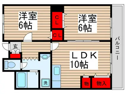 秋山マンション(2LDK/5階)の間取り写真