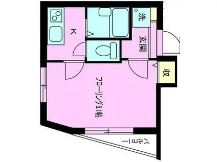 東川フラッツII(1K/1階)の間取り写真
