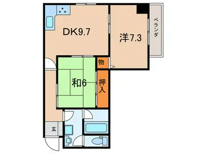 アミティ松本(2DK/1階)の間取り写真