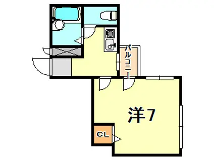 シーサイドマンション(1K/2階)の間取り写真