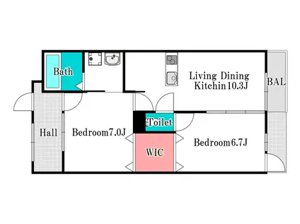 スカイガーデン大安寺(2LDK/1階)の間取り写真
