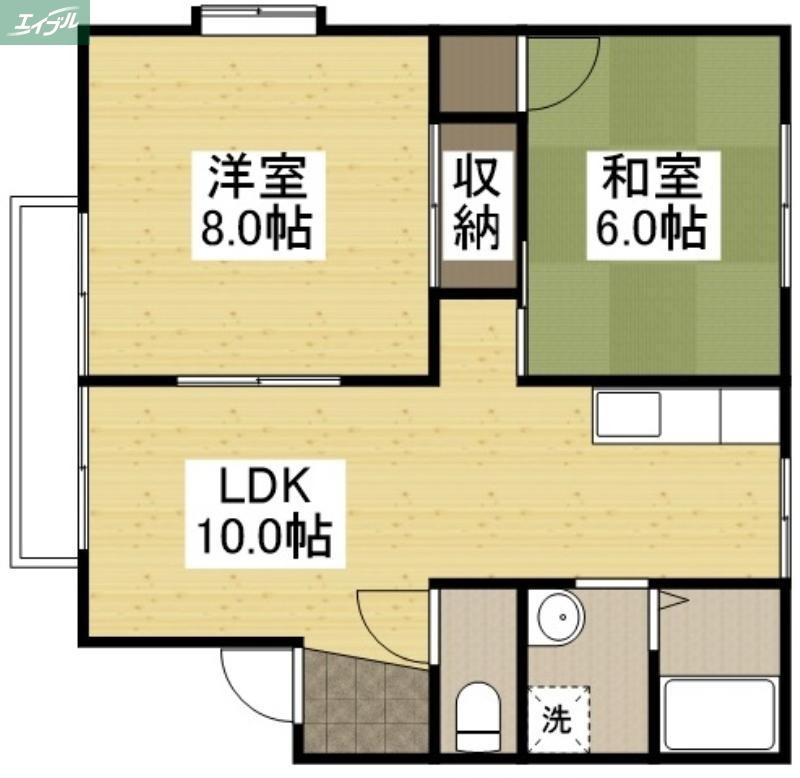 グランドゥールクロズミB(2LDK/2階)の間取り写真