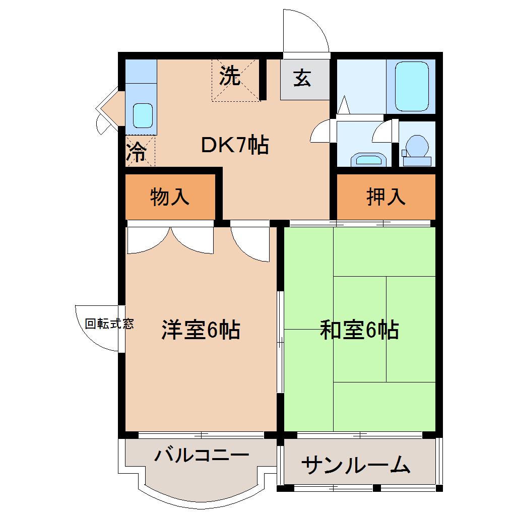 ハイムピア(2DK/2階)の間取り写真