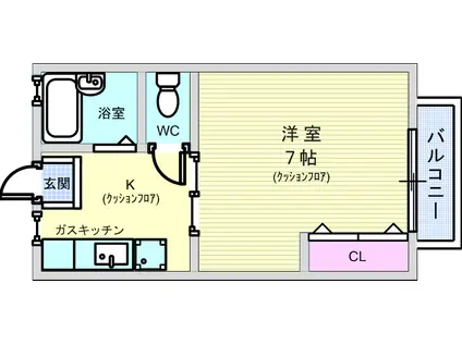 ラ・ルーチェ(1K/2階)の間取り写真