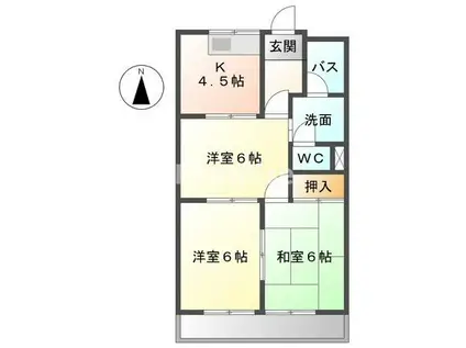 グリーンスクウェアG(3K/2階)の間取り写真