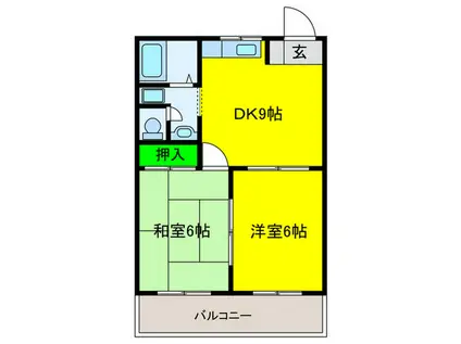 シャトルハイツ(2DK/3階)の間取り写真