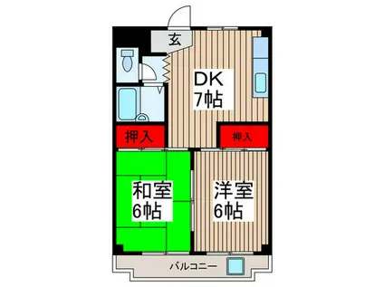 グリーンハイツ浦和(2DK/4階)の間取り写真