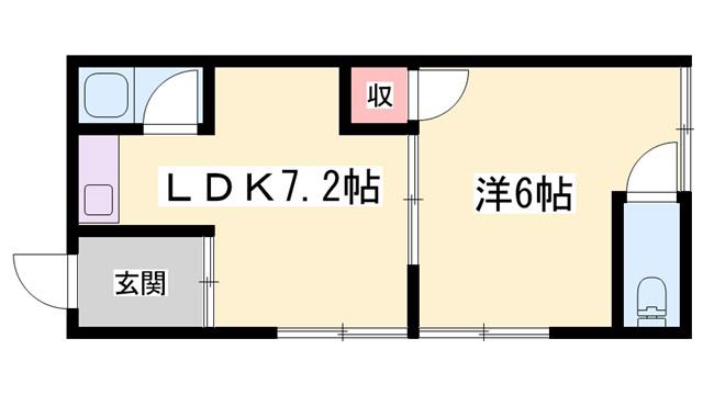 植木野ハウス B棟(1LDK/1階)の間取り写真