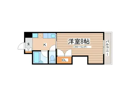 クレール小林(1K/4階)の間取り写真