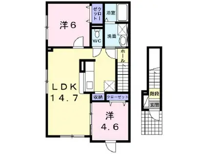 アストライア(2LDK/2階)の間取り写真
