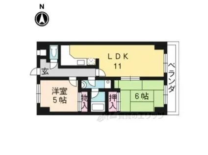 カリオン大町(2LDK/1階)の間取り写真