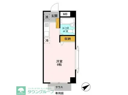 サンブライト18(ワンルーム/1階)の間取り写真